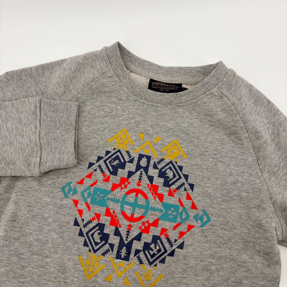 Pendleton Kids Gray Southwestern Graphic Crewneck Sweatshirt‎ Size 9/10 Raglan